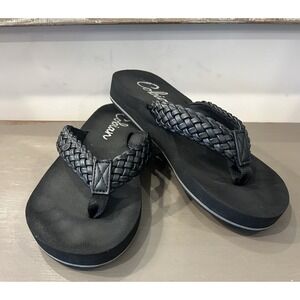 Cobian Women's Black Braided Bounce Flip Flops‎ Sandals Size 5/6